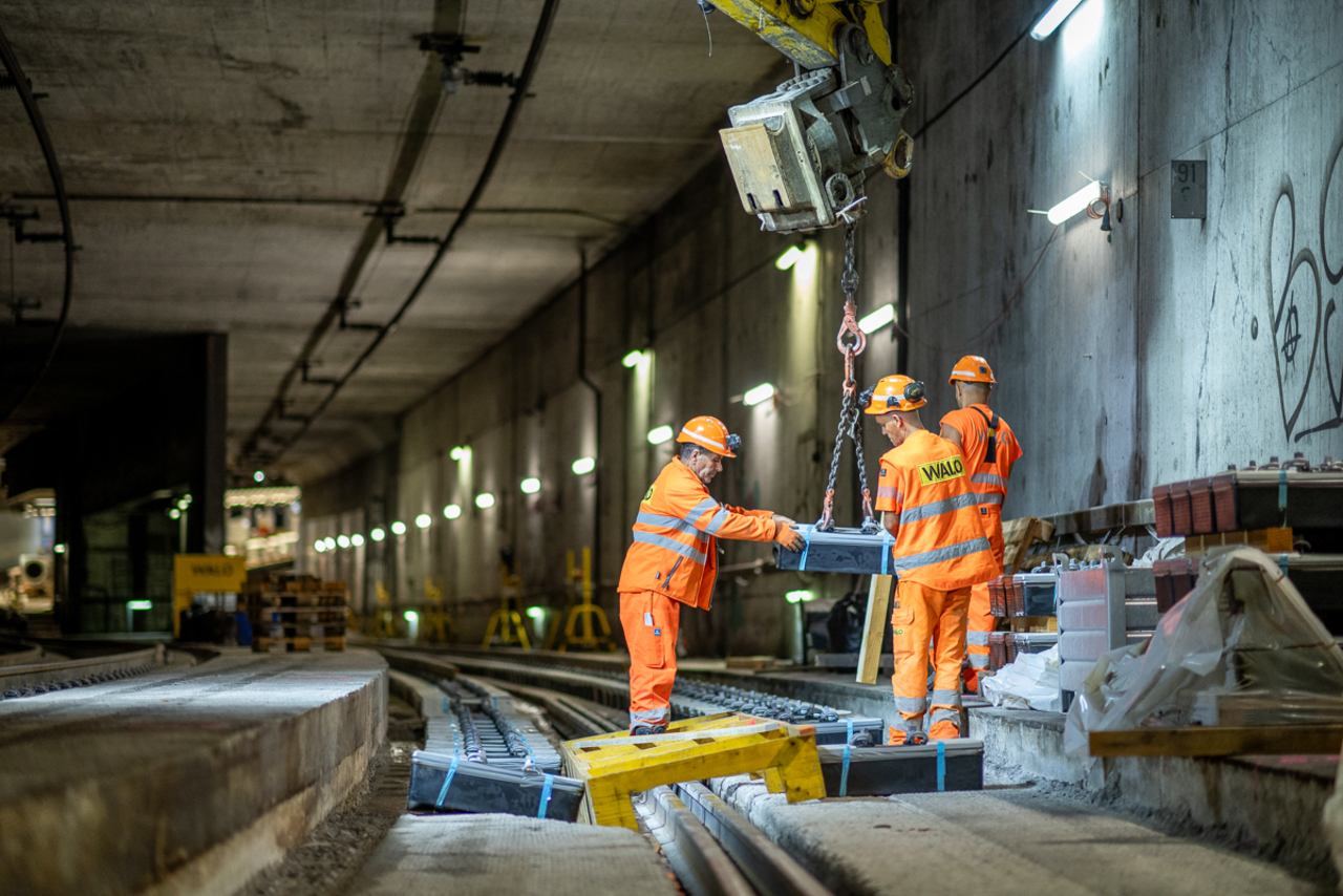 Baustelle SZU Sihltunnel Gleis Erneuerung