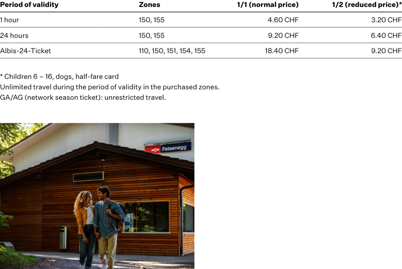 Ticket and Prices Felseneggbahn